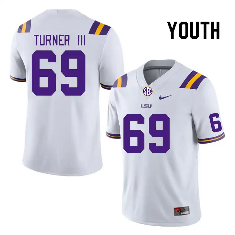 Youth LSU Tigers Charles Turner III #69 White NCAA Football Jersey